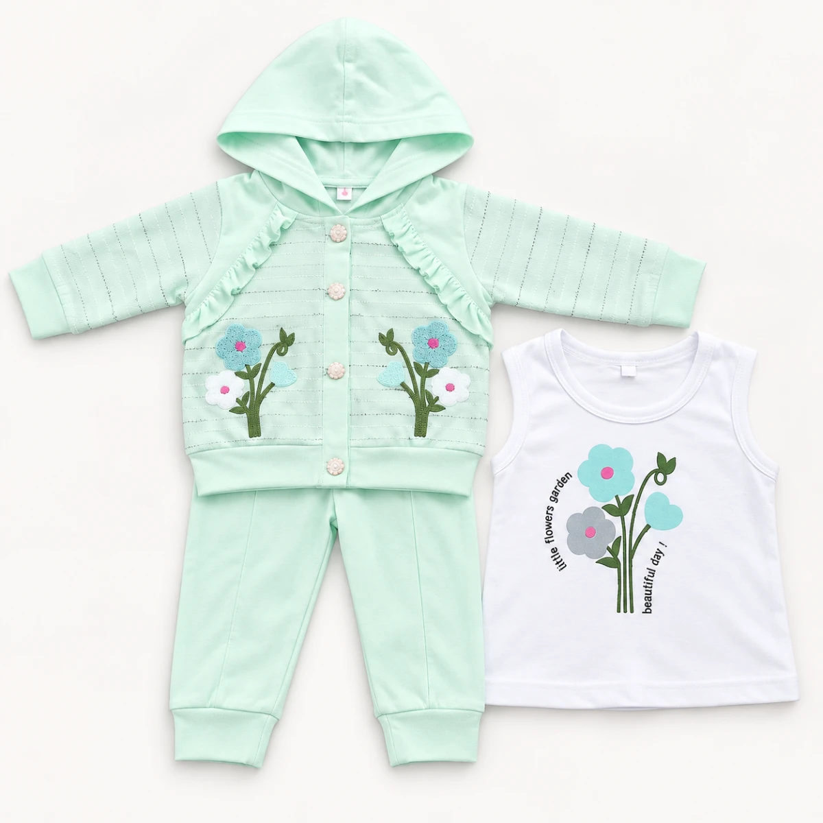 Baby Girl Floral Hoodie 3 Piece Winter Set β photo 2