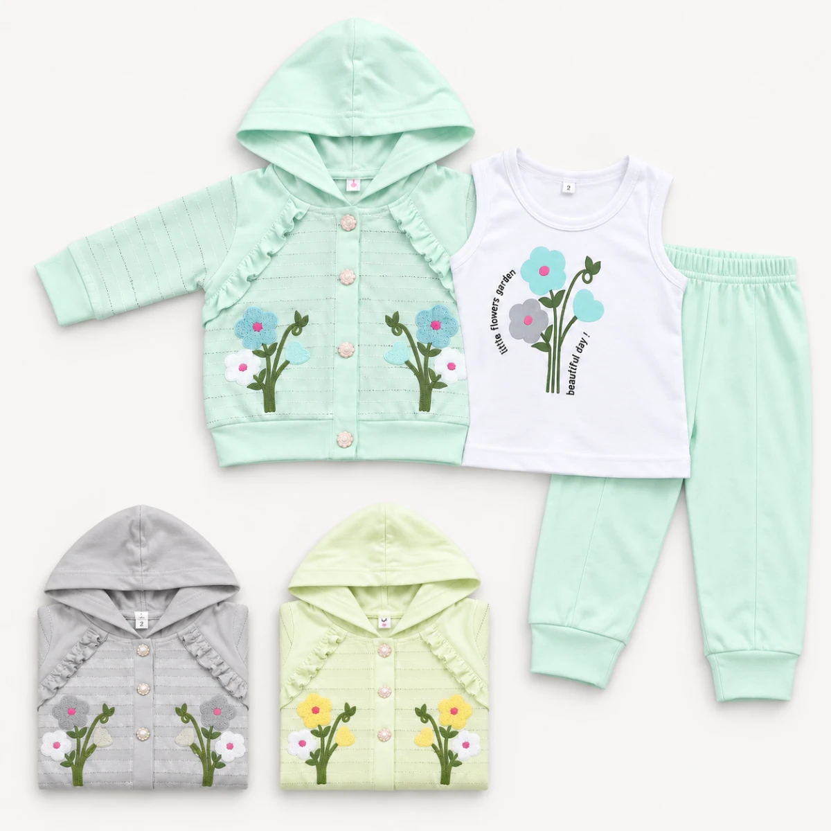 Baby Girl Floral Hoodie 3 Piece Winter Set β photo 3