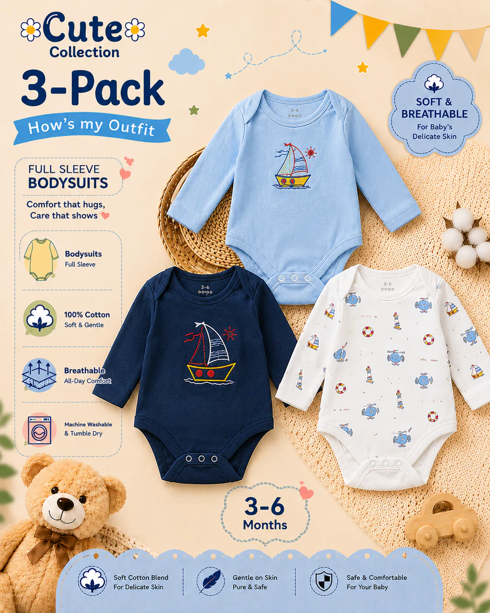 Newborn Bodysuit Pack of 3 – Multicolor — photo 2