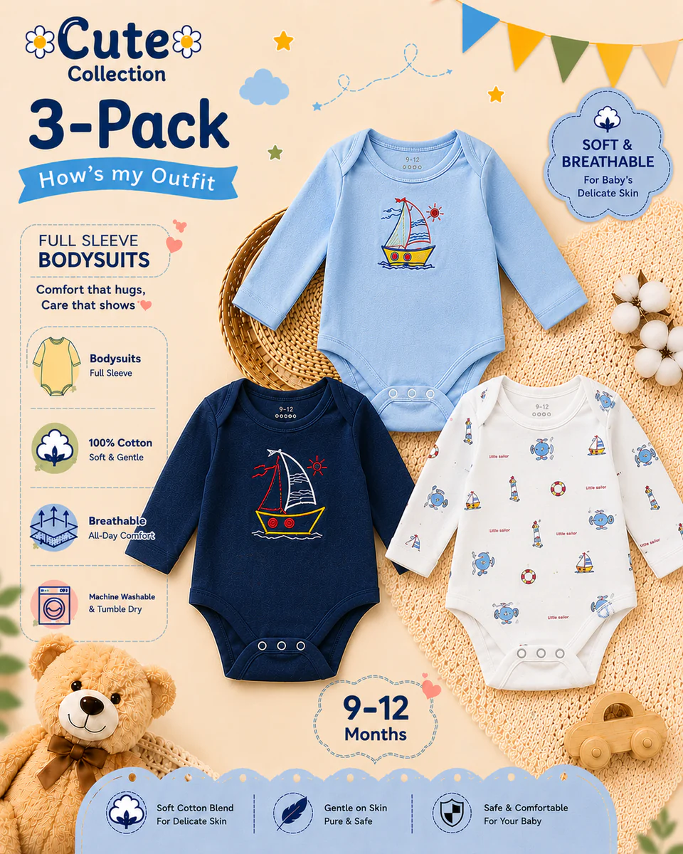 Newborn Bodysuit Pack of 3 – Multicolor — photo 4