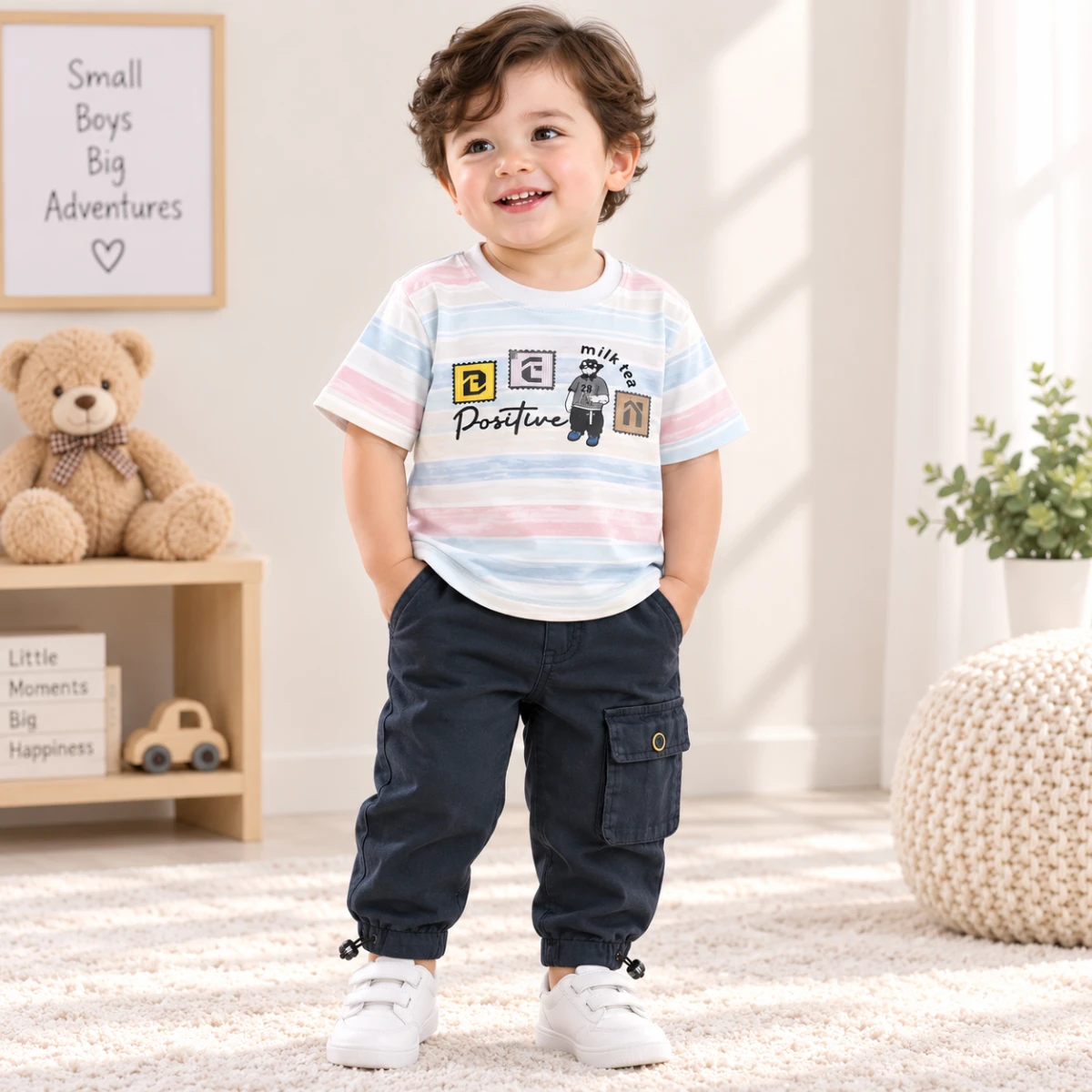 Baby Boy Stripe Cargo Pant 2 Piece Set