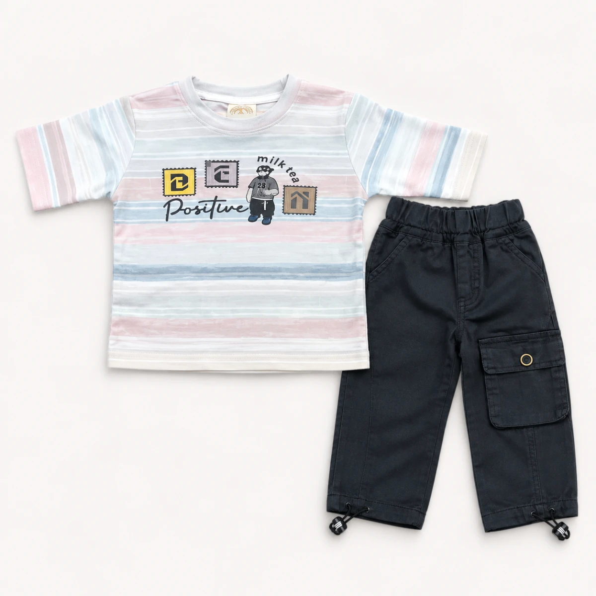 Baby Boy Stripe Cargo Pant 2 Piece Set — photo 2