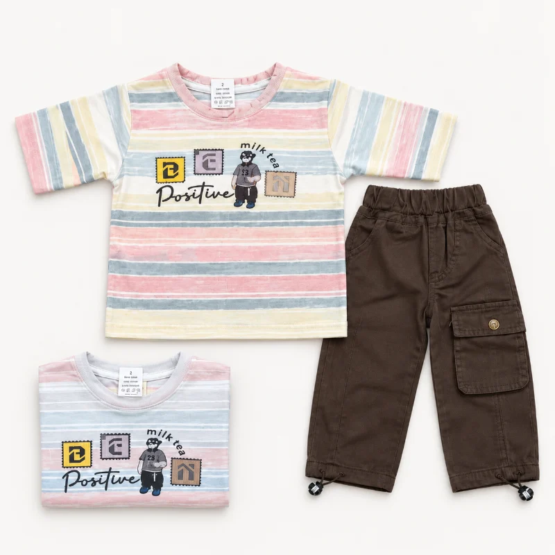 Baby Boy Stripe Cargo Pant 2 Piece Set