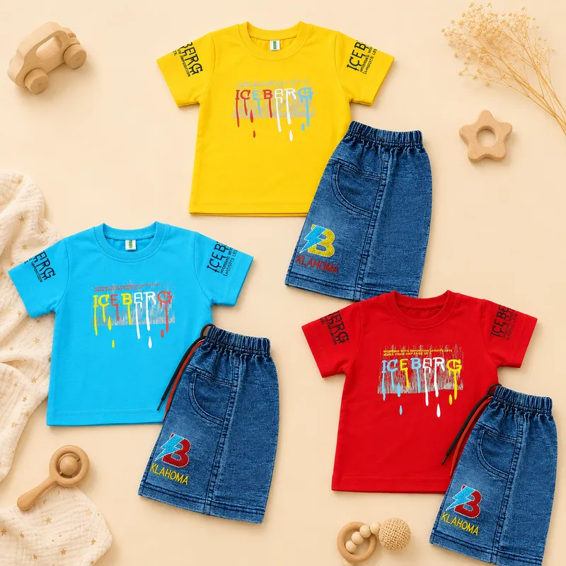 Baby Boys Graphic T-Shirt & Denim Shorts Set