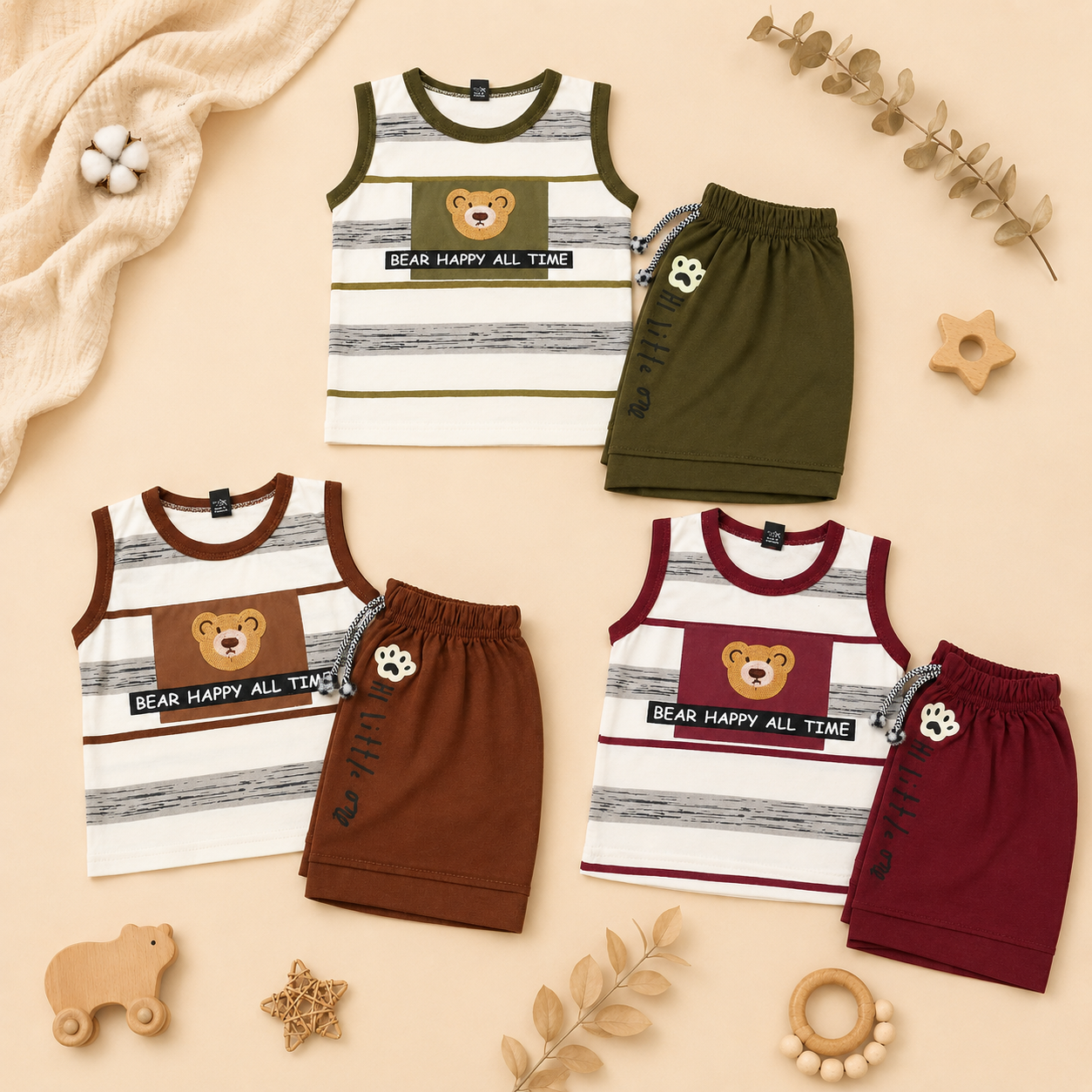 Baby Bear Sleeveless Summer Set