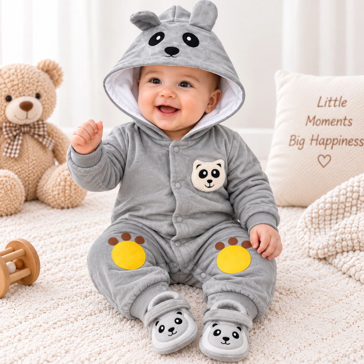 Baby Panda Hooded Winter Romper