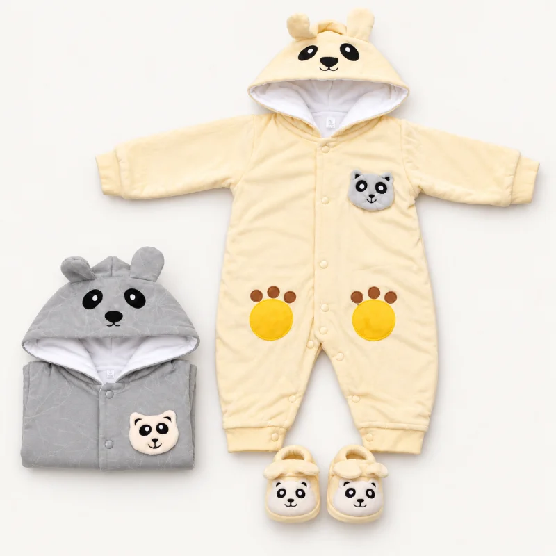 Baby Panda Hooded Winter Romper