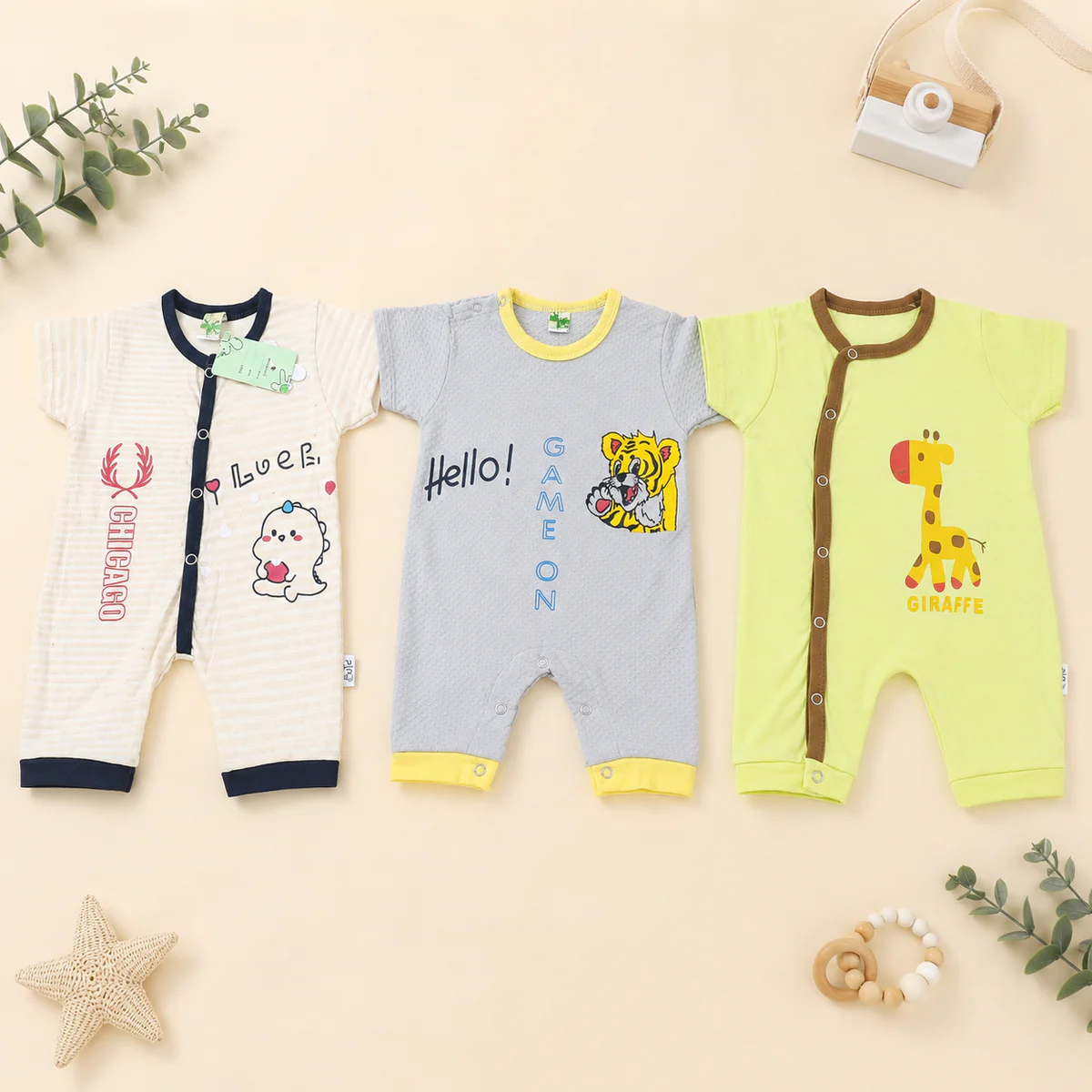 Newborn Printed Rompers Pack of 3 – Multicolor — photo 2