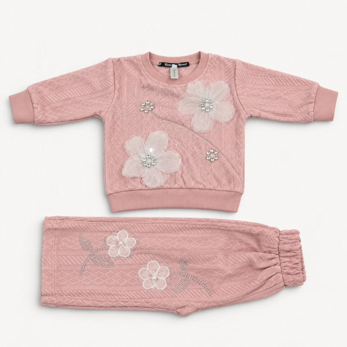 Girls Floral Pearl Embroidered Winter Co-ord Set — photo 2