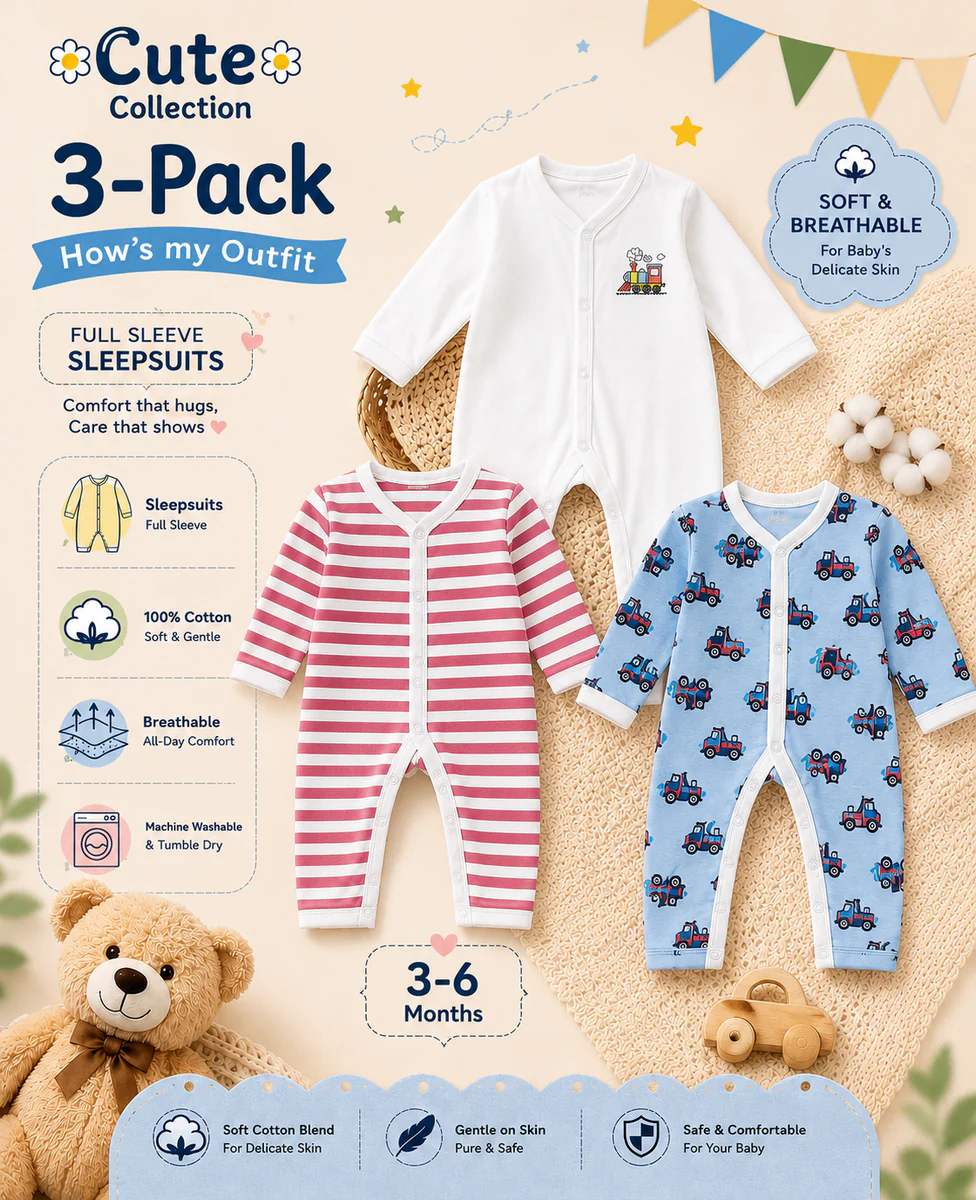 Newborn Rompers Pack of 3 – Multicolor — photo 2