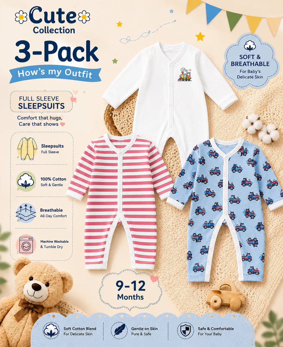 Newborn Rompers Pack of 3 – Multicolor — photo 3
