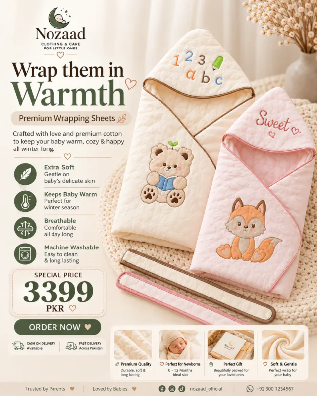 Premium Cotton Baby Wrapping Sheet – Winter Warmth Collection