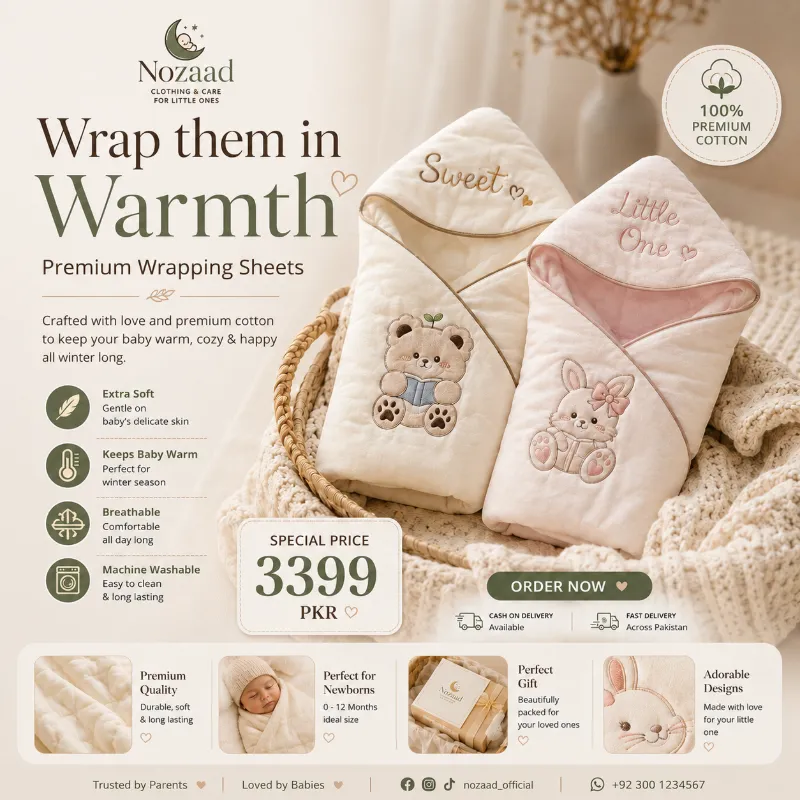 Premium Cotton Baby Wrapping Sheet – Winter Warmth Collection