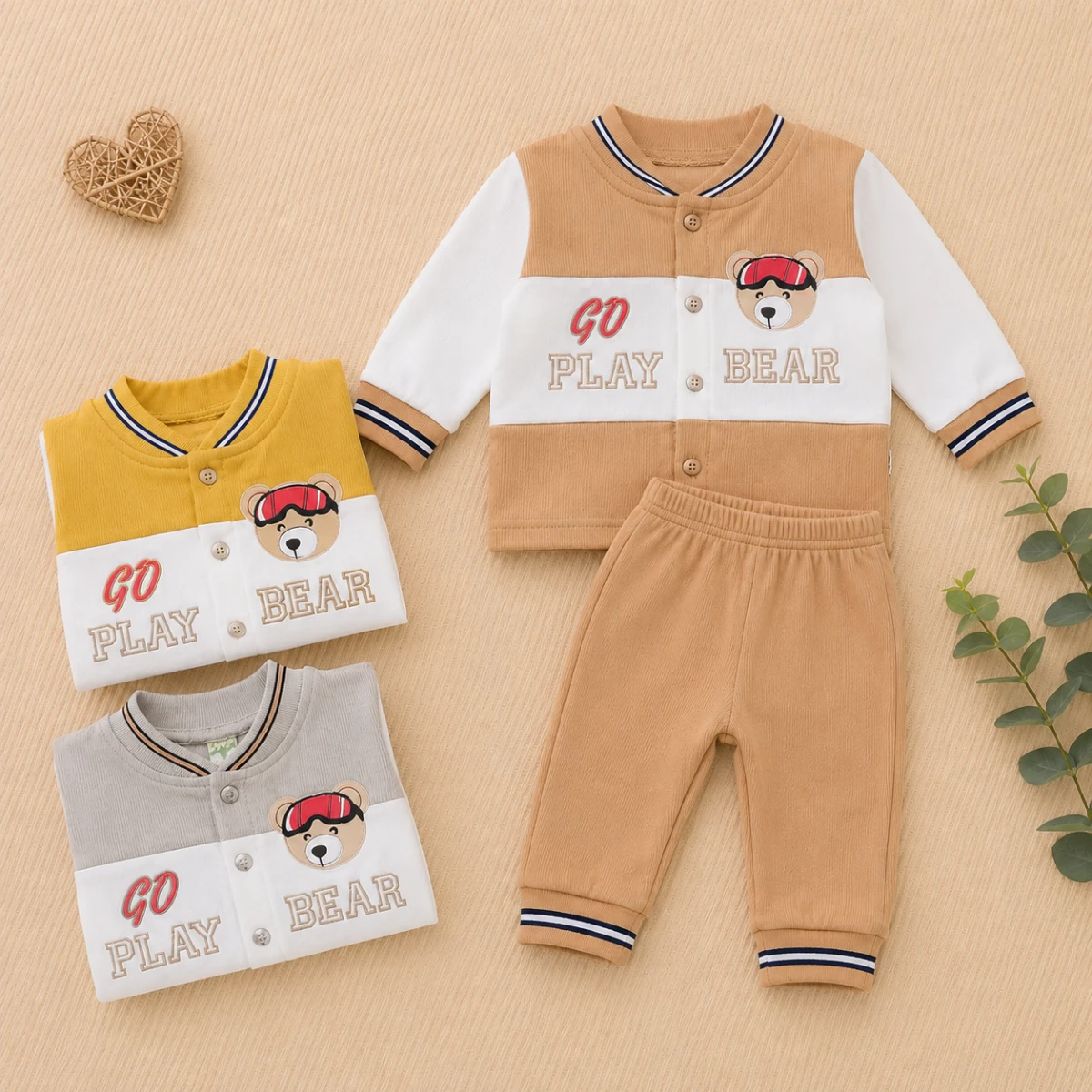 Baby Boy Teddy Bear Varsity Winter 3-Piece Set — photo 2