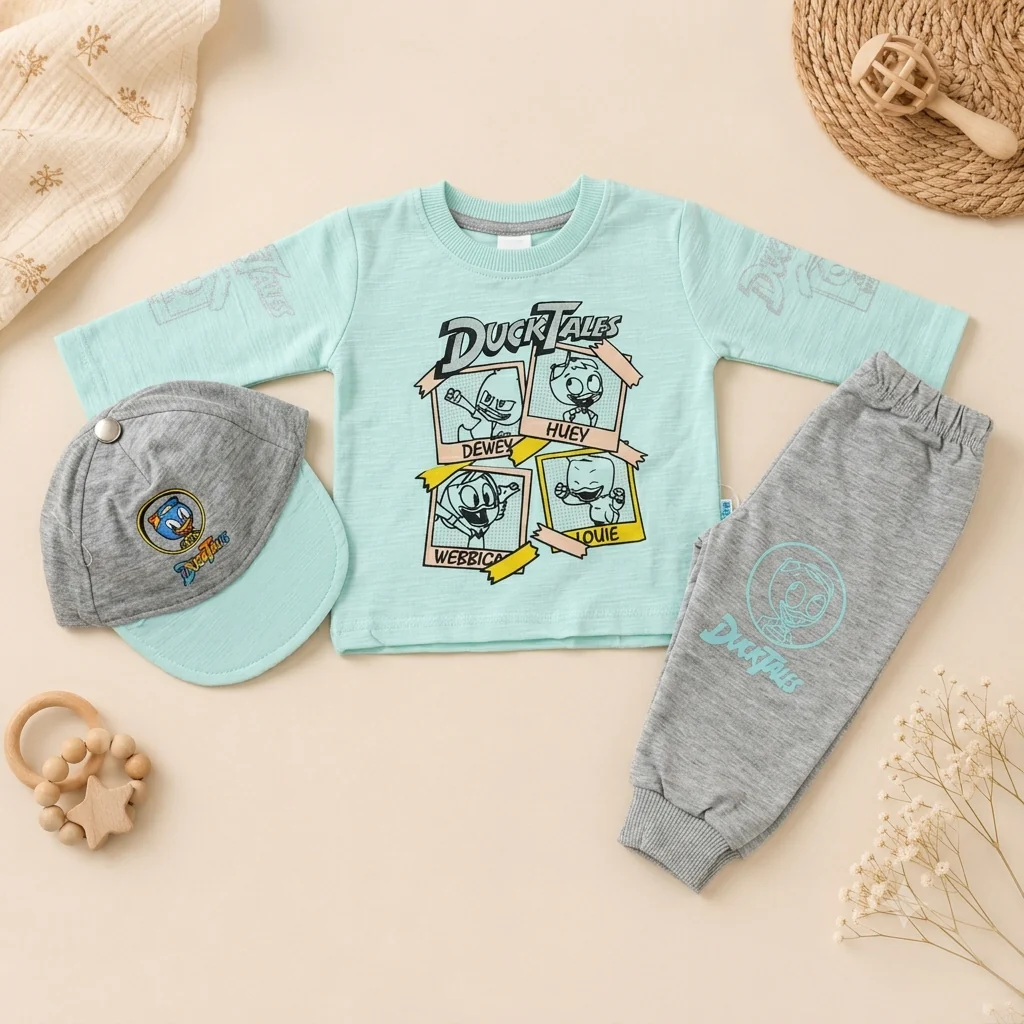 Baby Cartoon Duck Three-Piece Outfit Set