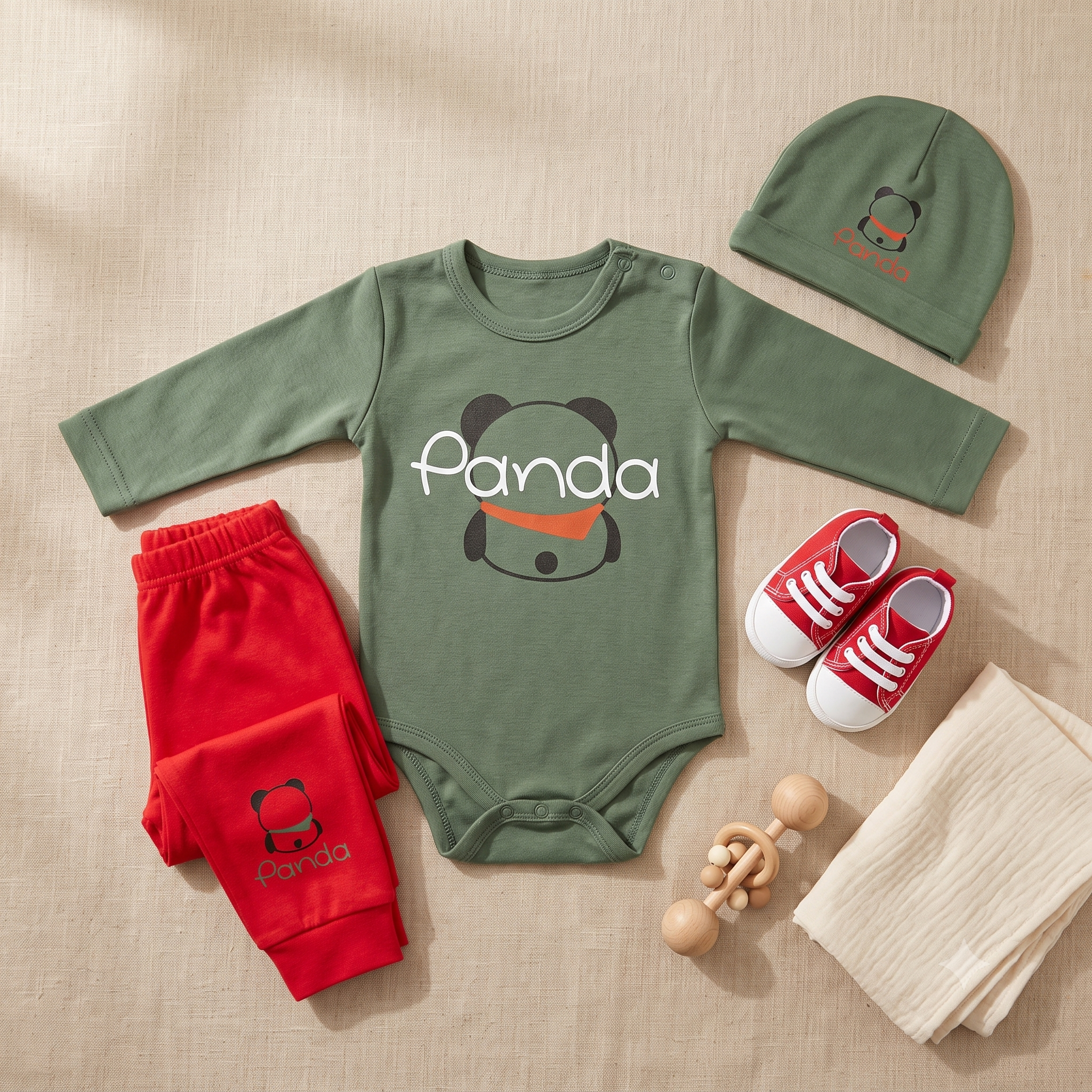 Baby Panda Bodysuit Outfit Set