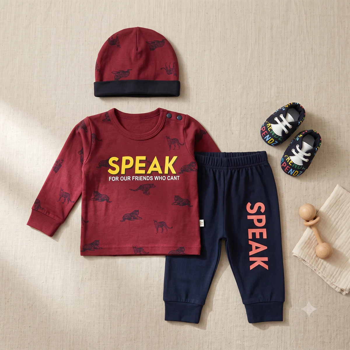 Baby Boys Speak Print Outfit Set