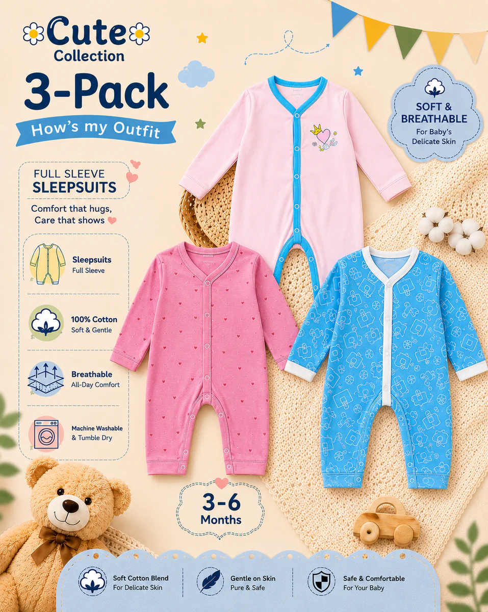Newborn Rompers Pack of 3 – Multicolor — photo 2
