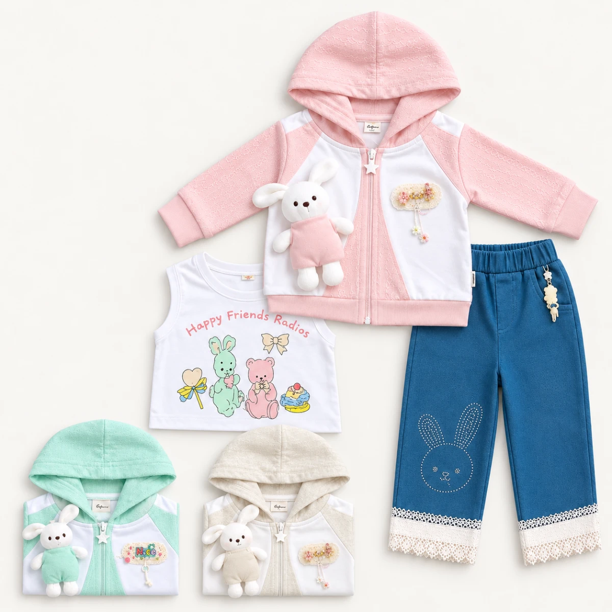 Baby Girl Bunny Winter Jacket 3 Piece Set — photo 3