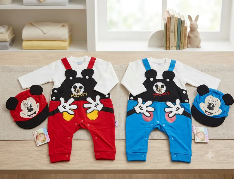 Baby Cartoon Mouse Romper with Cap