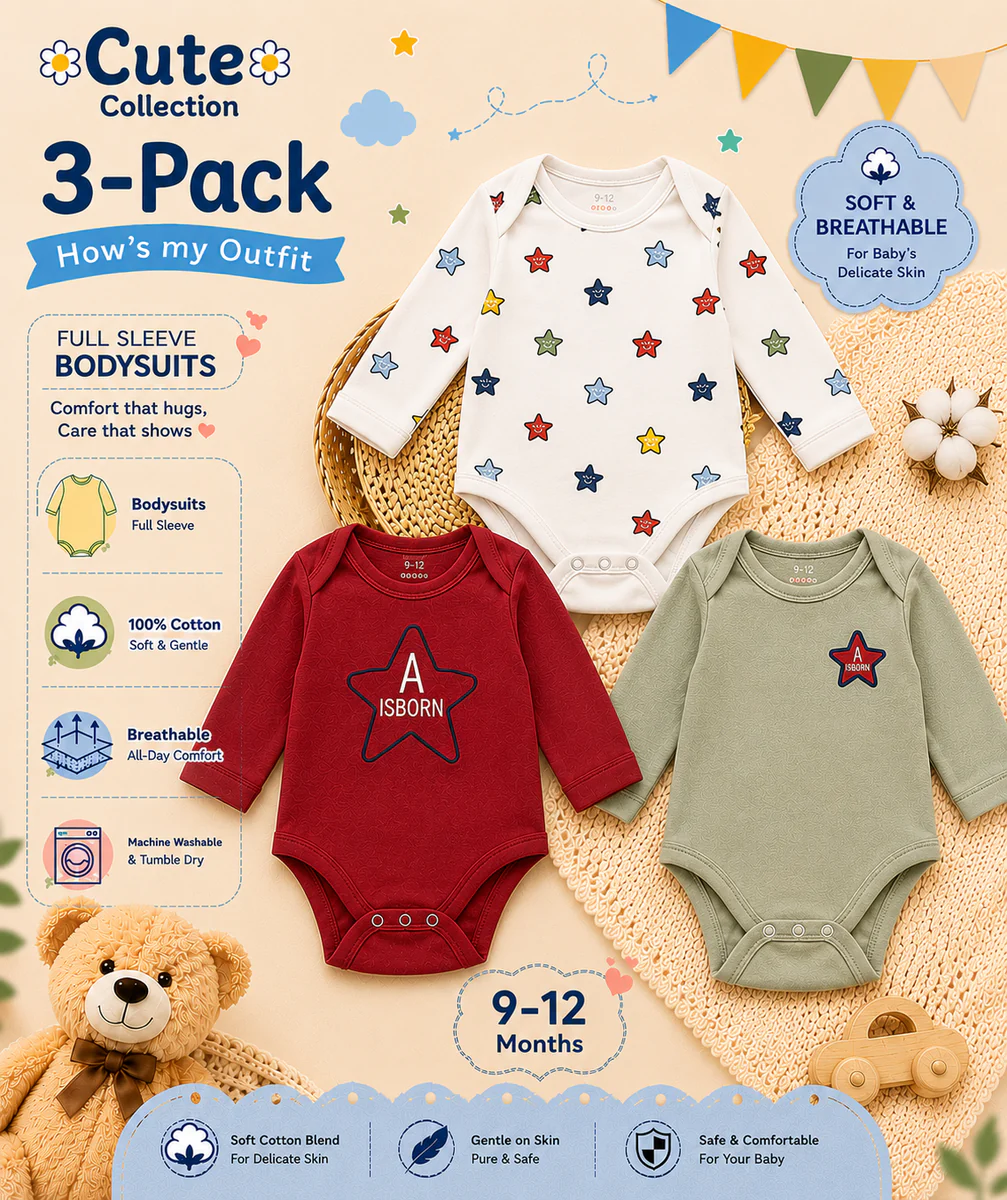 Newborn Bodysuit Pack of 3 – Multicolor — photo 4