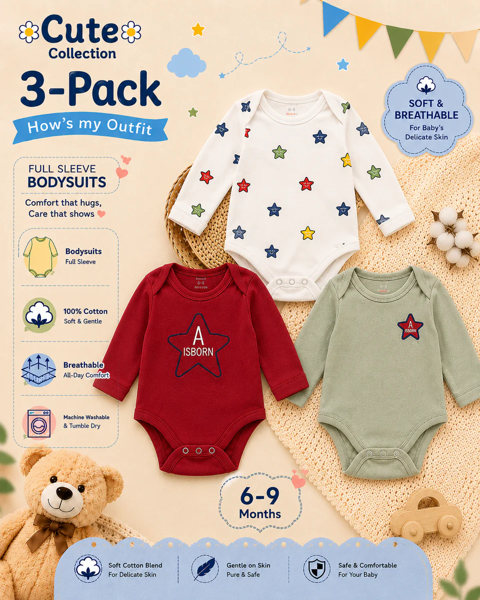 Newborn Bodysuit Pack of 3 – Multicolor — photo 3