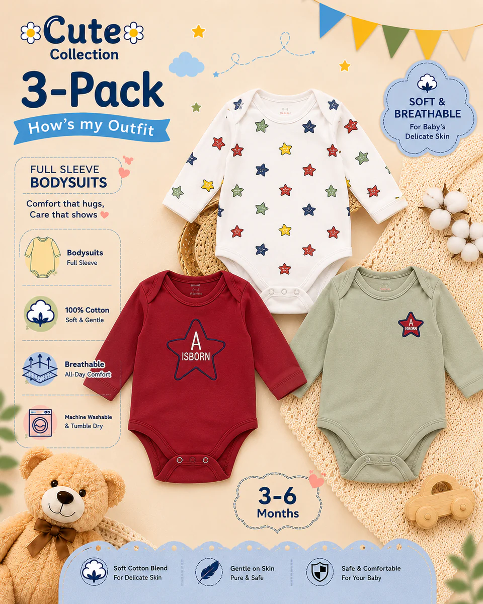 Newborn Bodysuit Pack of 3 – Multicolor — photo 2