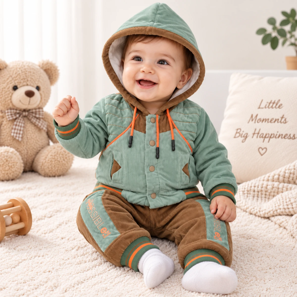 Baby Urban Corduroy Hooded Winter Tracksuit Set