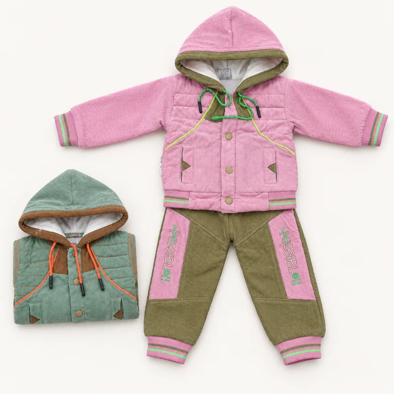 Baby Urban Corduroy Hooded Winter Tracksuit Set