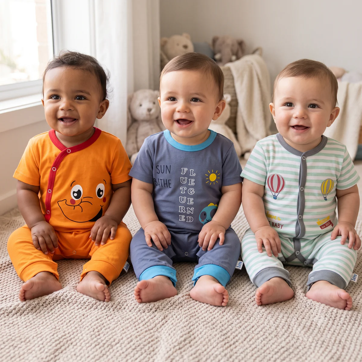 Newborn Printed Rompers Pack of 3 – Multicolor — photo 2