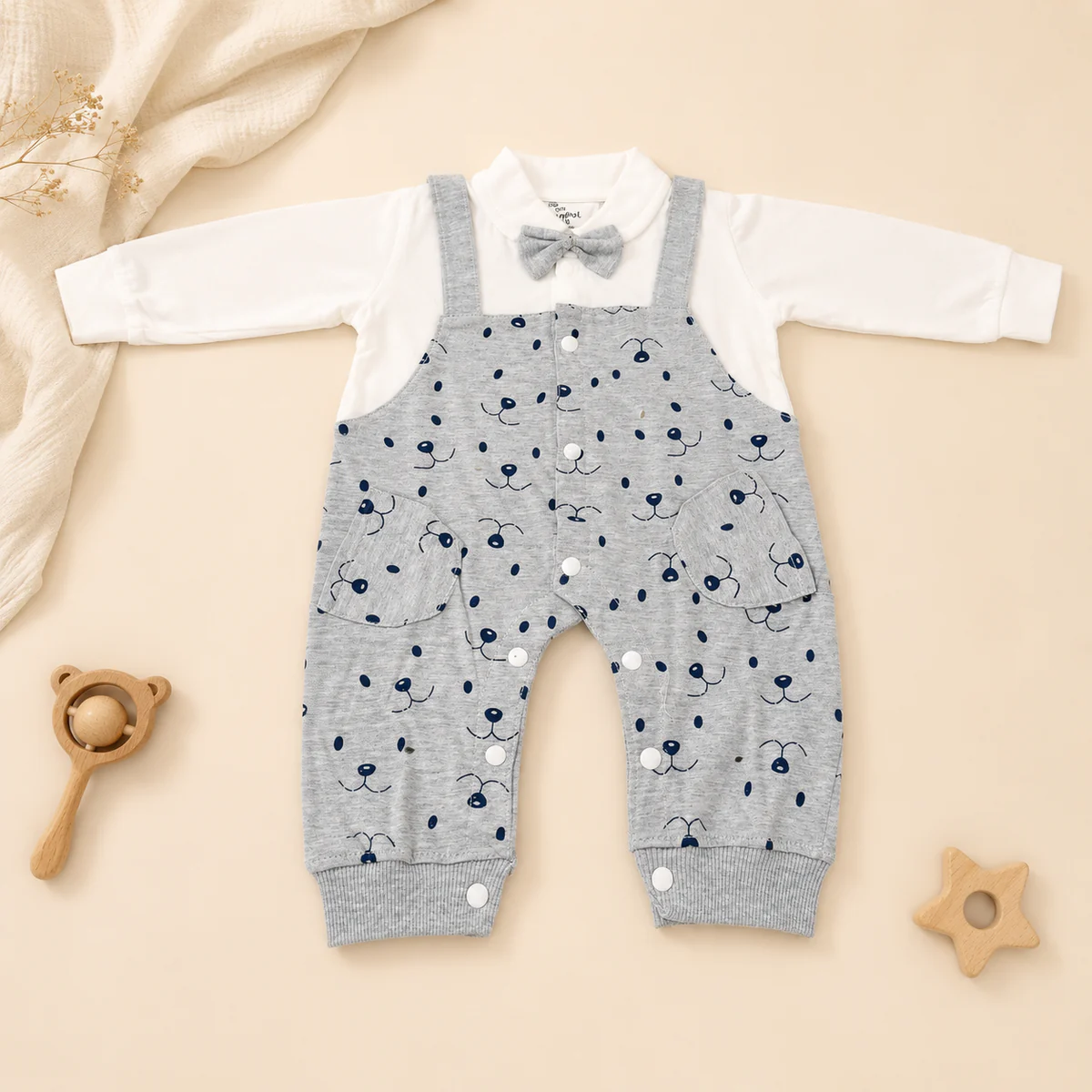 Baby Formal Bow Suspender Romper
