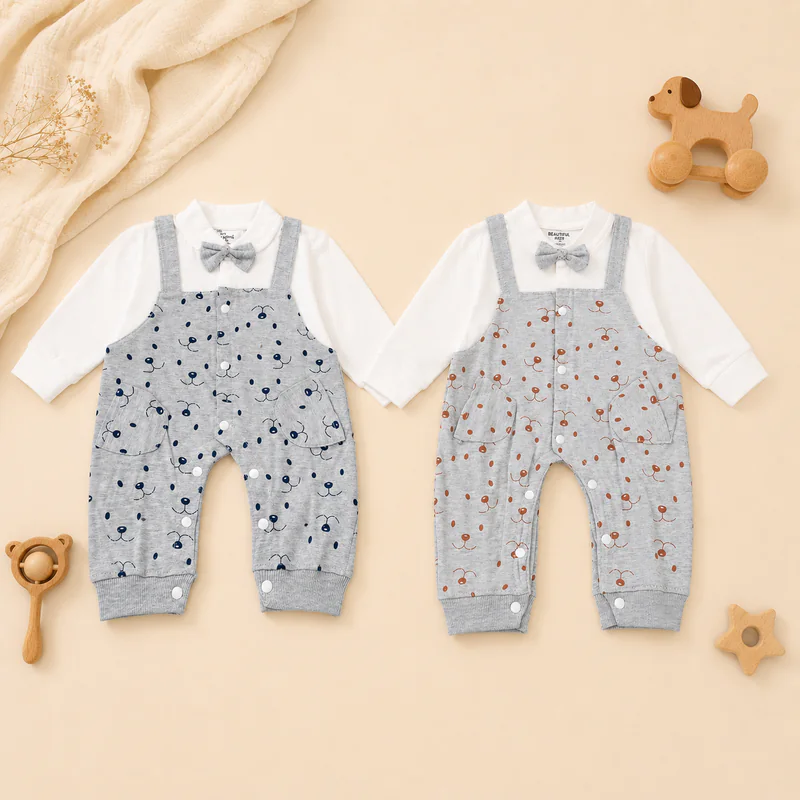 Baby Formal Bow Suspender Romper