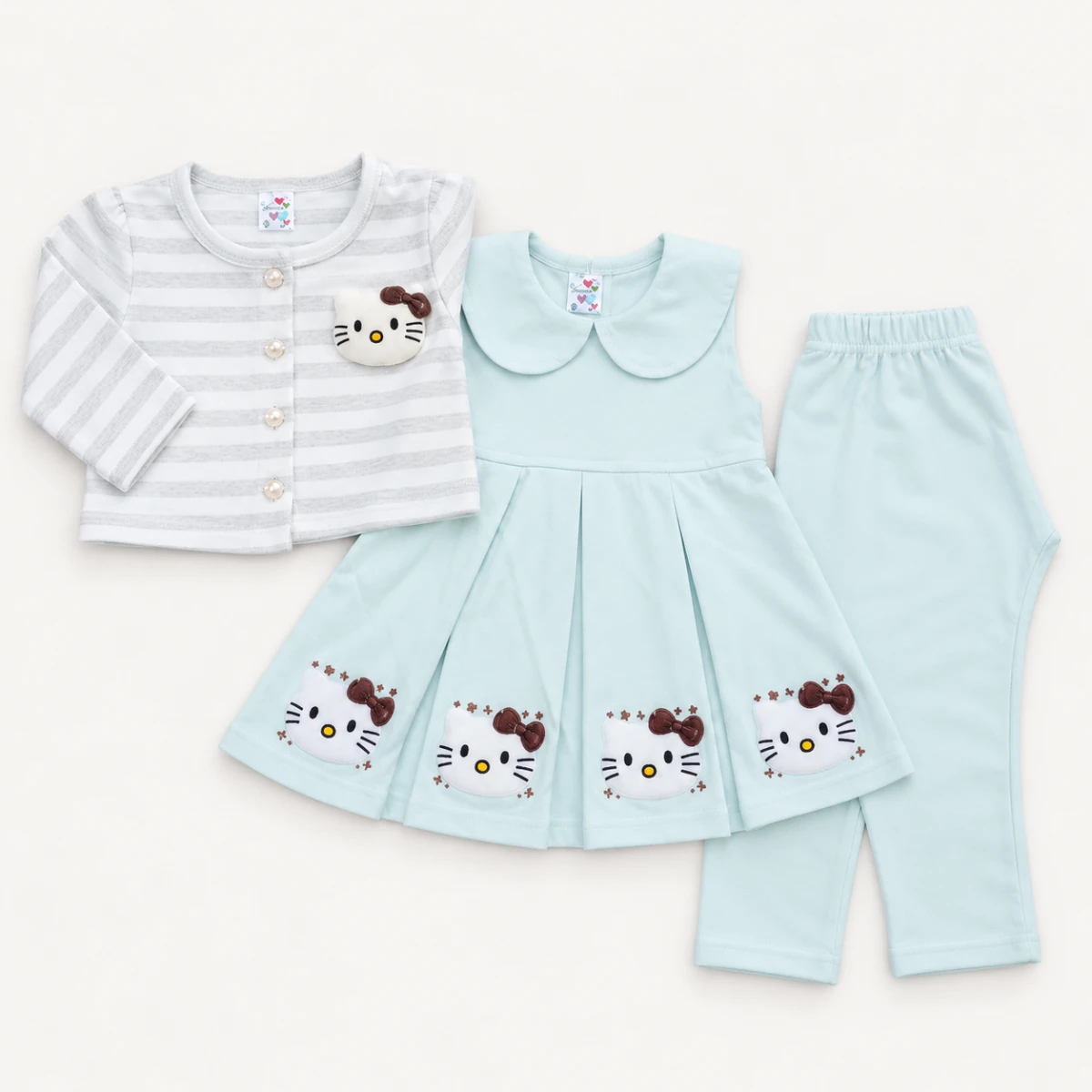 Baby Girl Kitty Collar Dress Set (3 Piece) — photo 2
