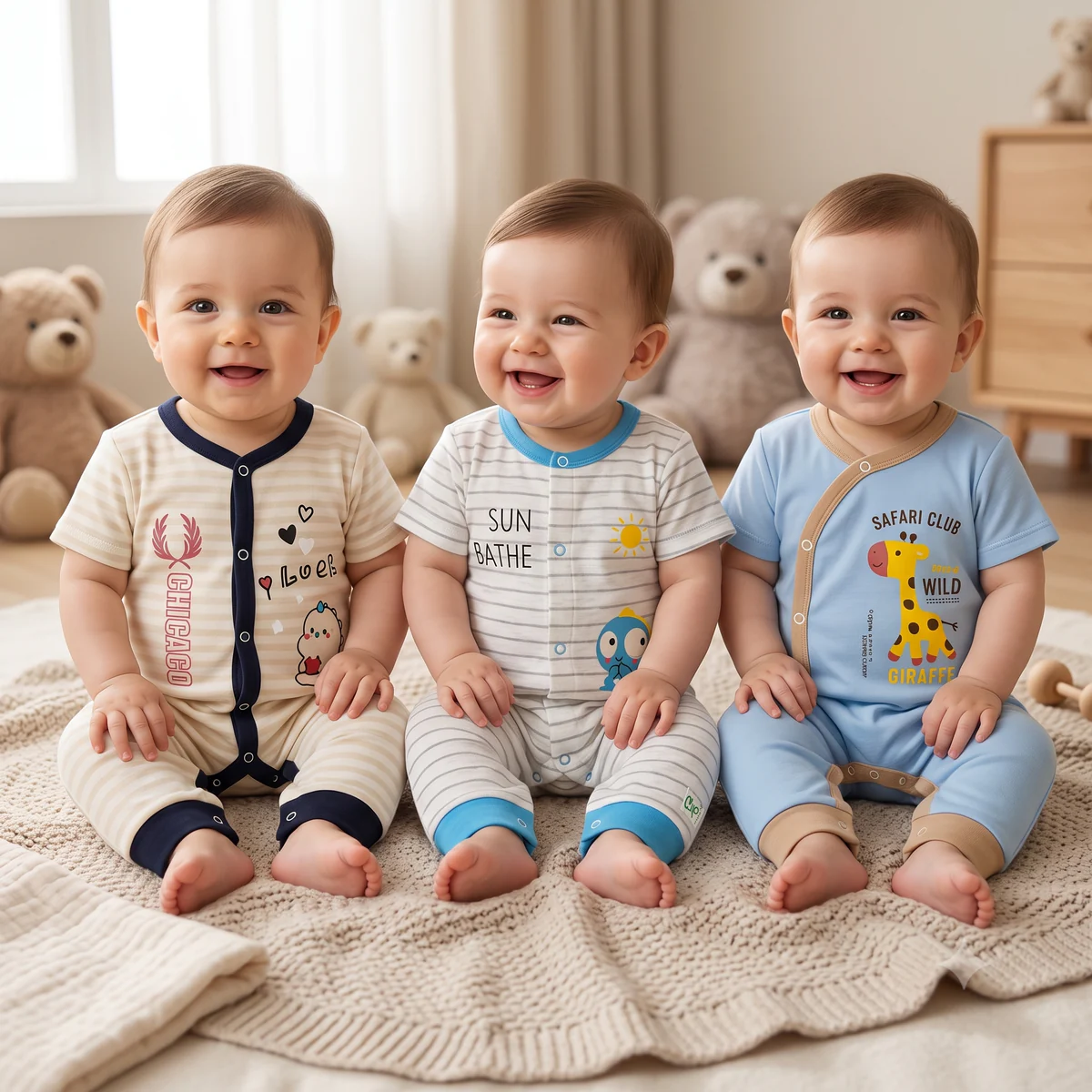 Newborn Printed Rompers Pack of 3 – Multicolor — photo 3